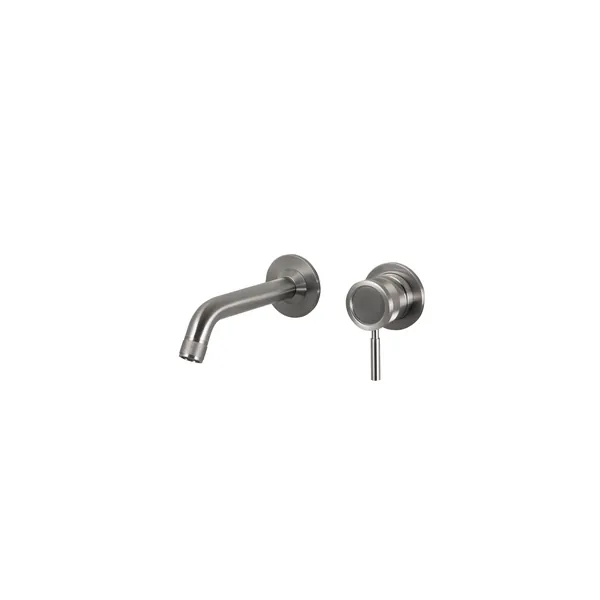 Recessed washbasin mixer in 316L stainless steel with 16 cm long spout