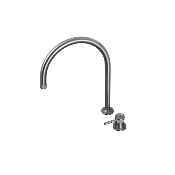 2-hole washbasin mixer with arched spout