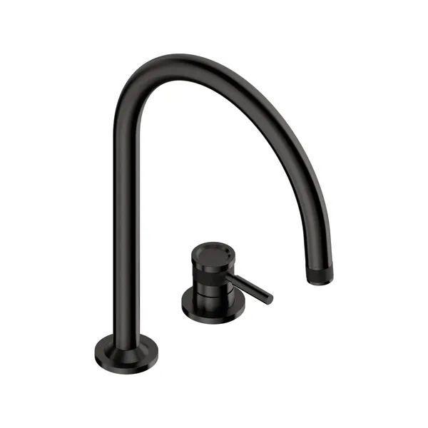 2-hole washbasin mixer with arched spout