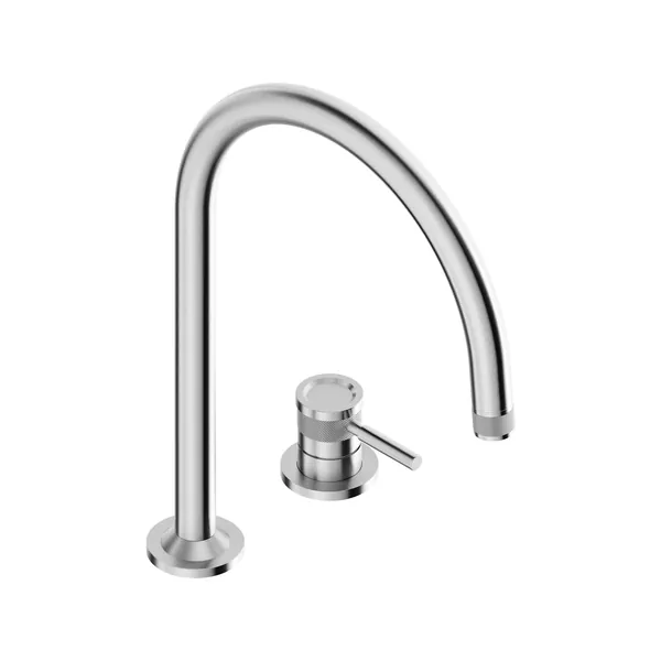 2-hole washbasin mixer with arched spout