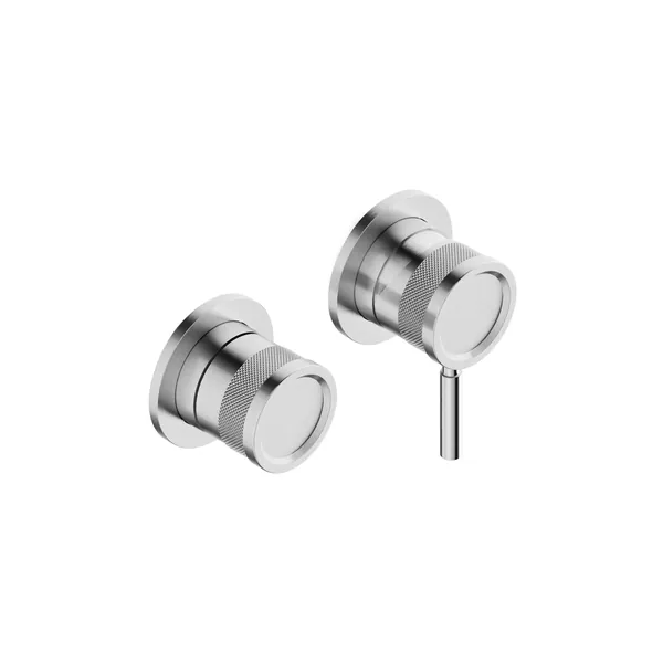 Recessed 3-way single lever mixer in 316L stainless steel, with rotary diverter
