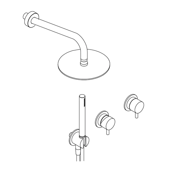 Limpido Wall Mounted Shower Set with Riser Arm and Rain Head