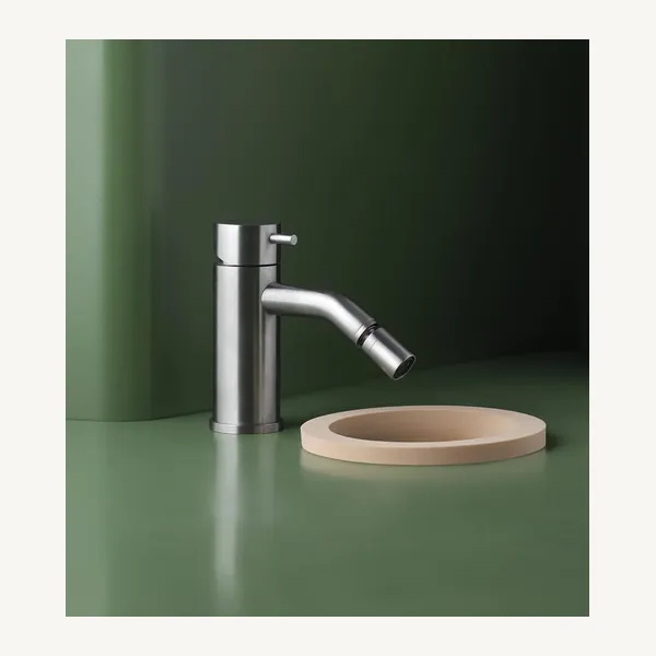 Alveo Deck Mounted Bidet Mixer without Drain, 316L Steel