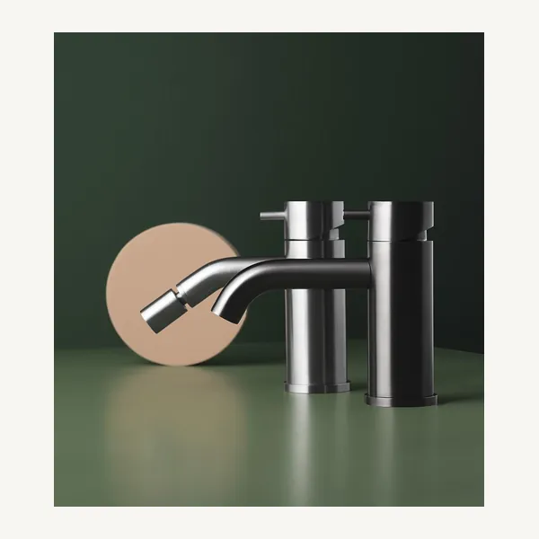 Alveo Deck Mounted Bidet Mixer without Drain, 316L Steel