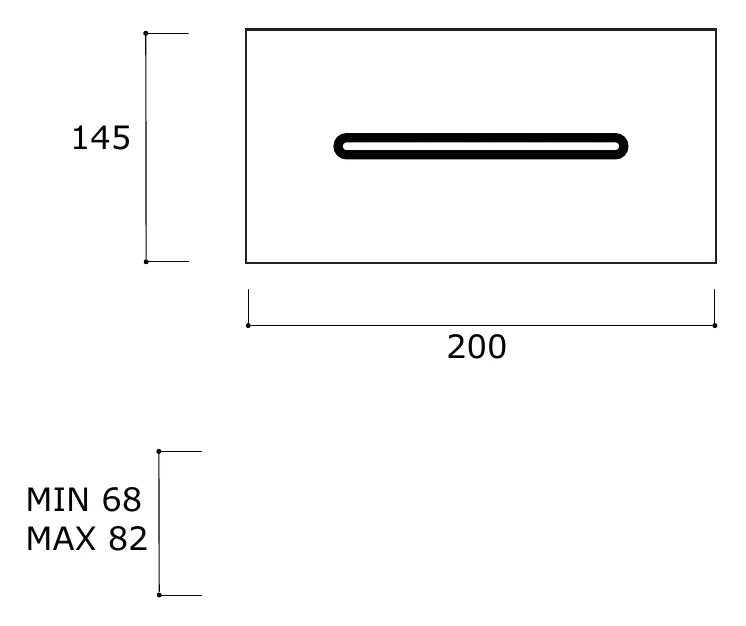 Built In Waterfall Shower Head technical drawing with dimensions