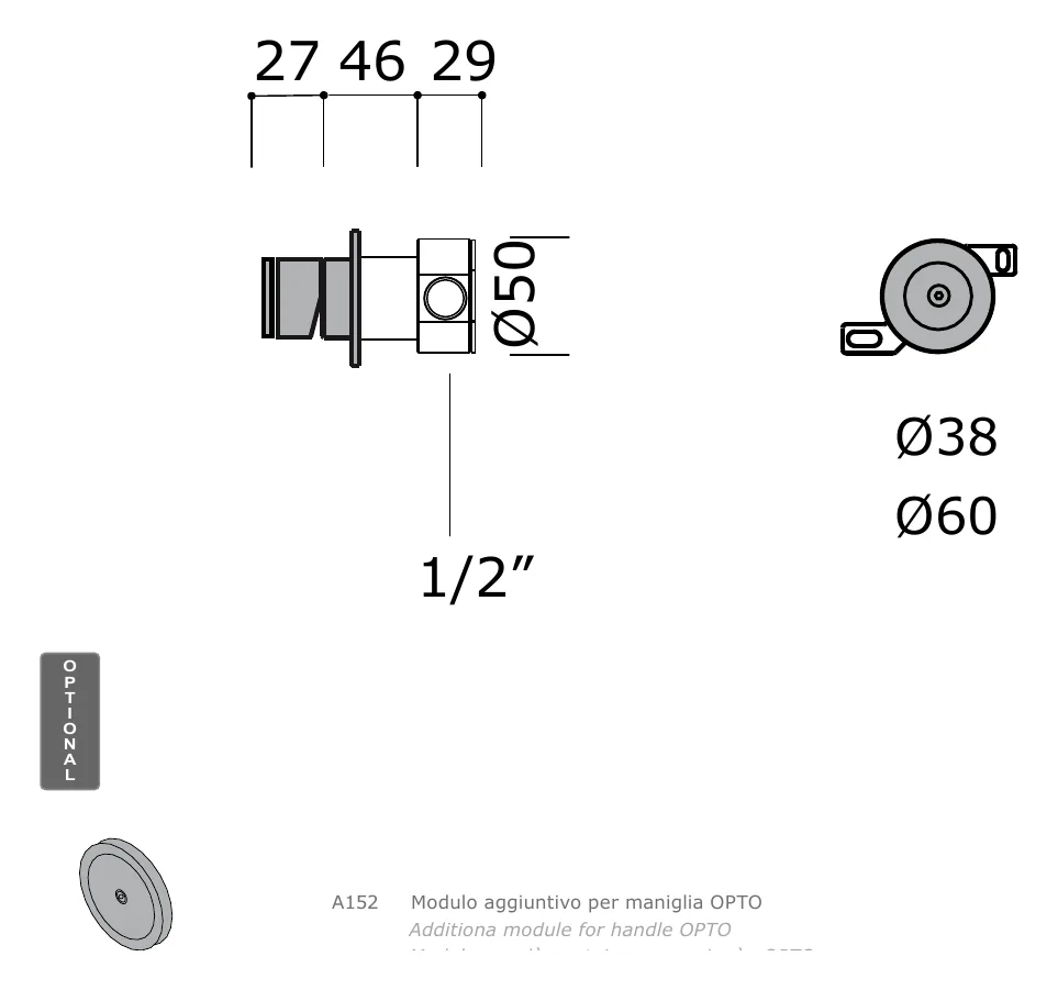Wall Mounted Mixer for Exposed Shower Sets technical drawing with dimensions