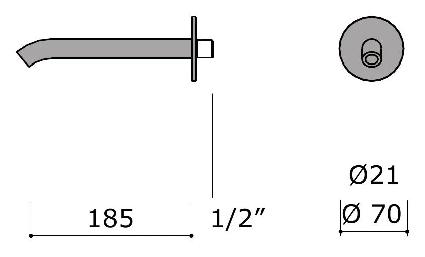 Wall Mounted Basin Spout technical drawing with dimensions