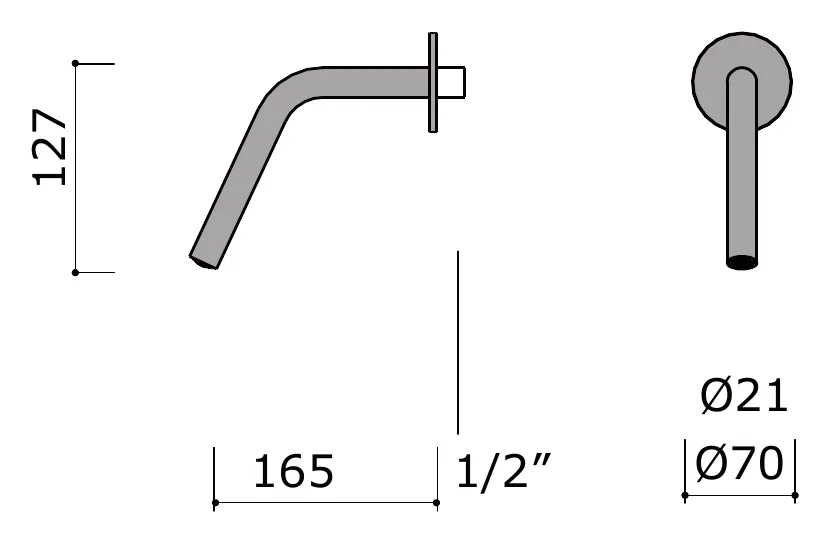 Wall Mounted Spout technical drawing with dimensions