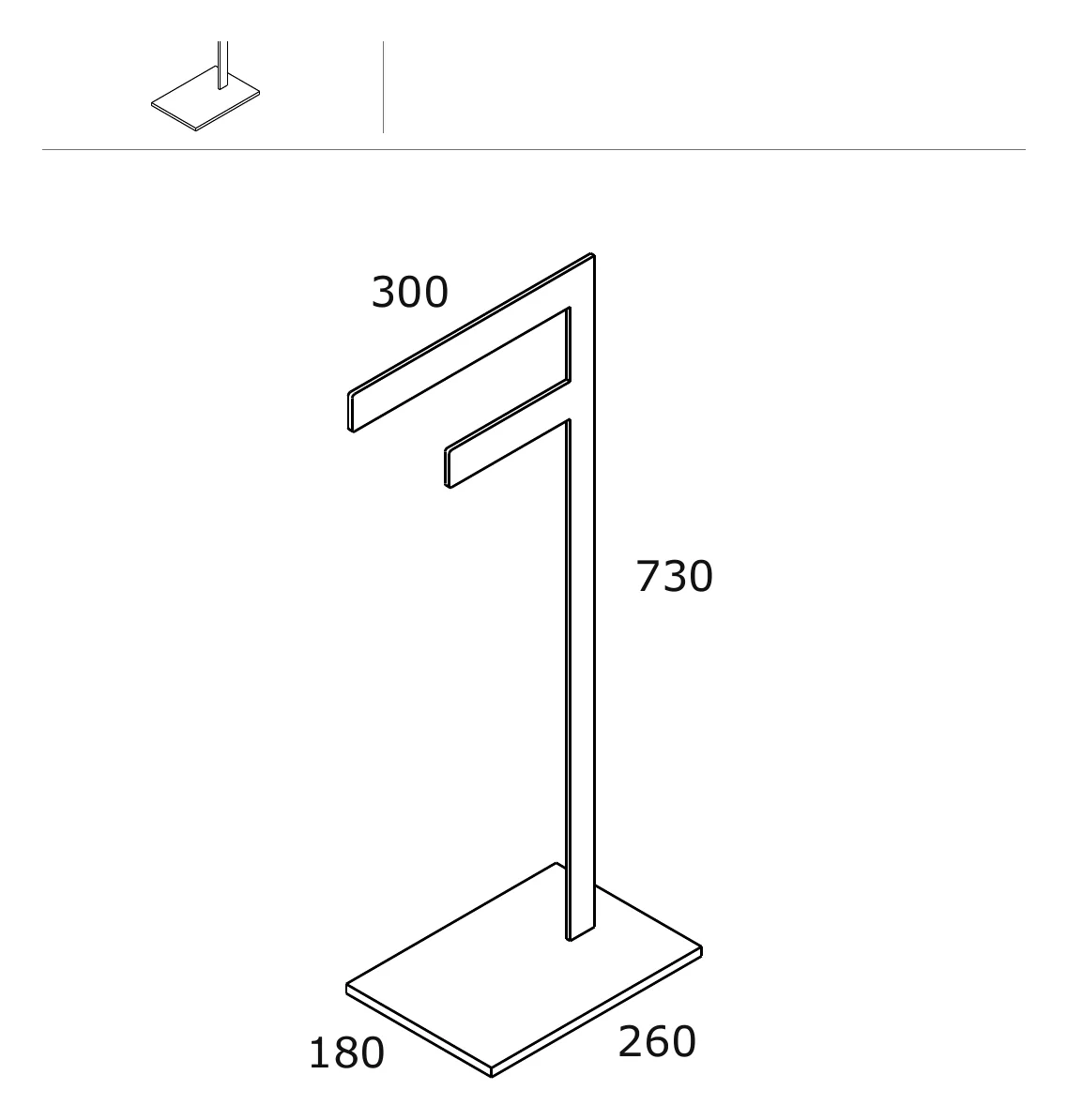 Freestanding Stainless Steel Towel Rail technical drawing with dimensions
