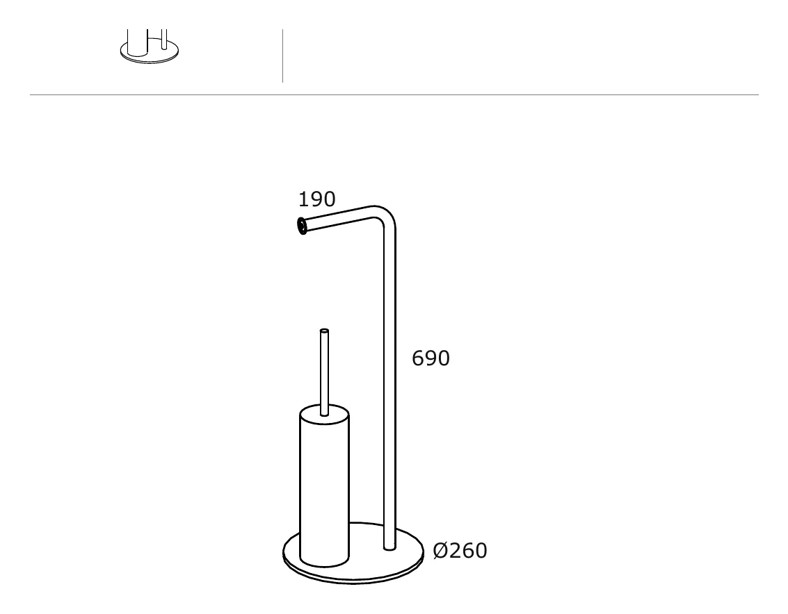 Freestanding Toilet Roll and Brush Holder Unit technical drawing with dimensions