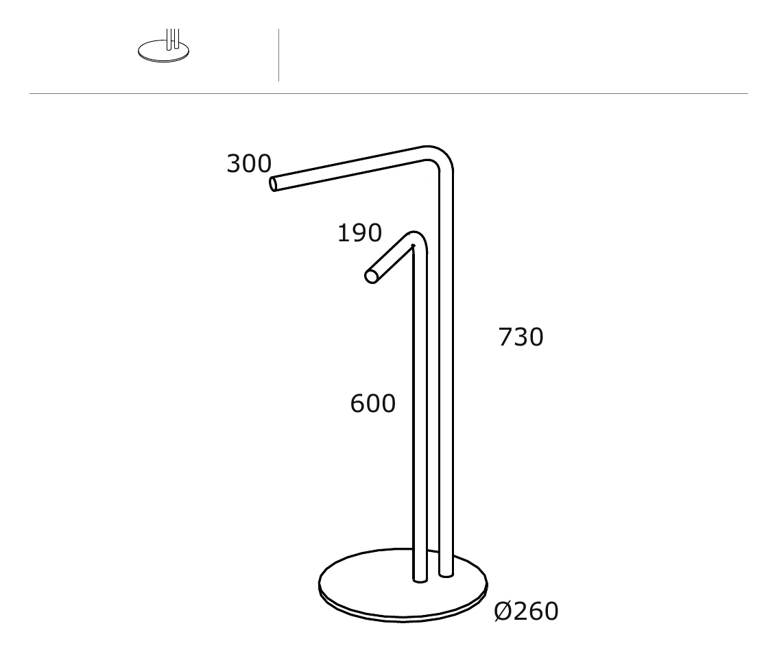 Freestanding Two Rail Towel Stand technical drawing with dimensions