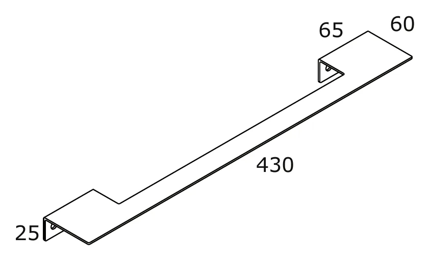 Wall Mounted Towel Rail, 430 mm technical drawing with dimensions