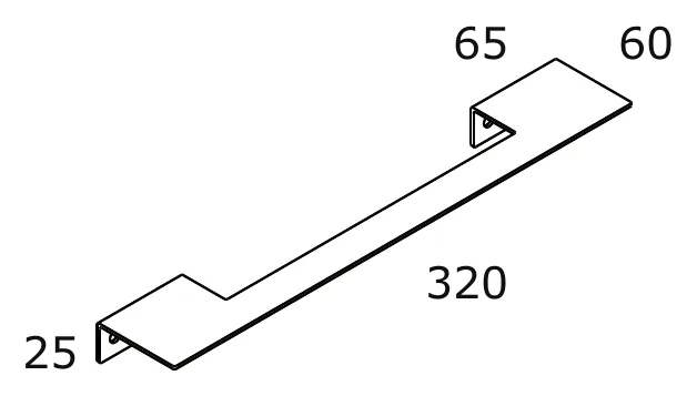 Wall Mounted Towel Rail, 320 mm technical drawing with dimensions
