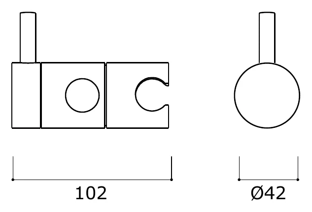 Slide Bar With Adjustable Hand Shower Holder technical drawing with dimensions
