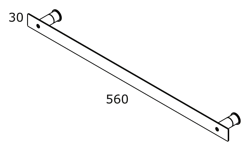 Wall Mounted Towel Rail, 560 mm technical drawing with dimensions