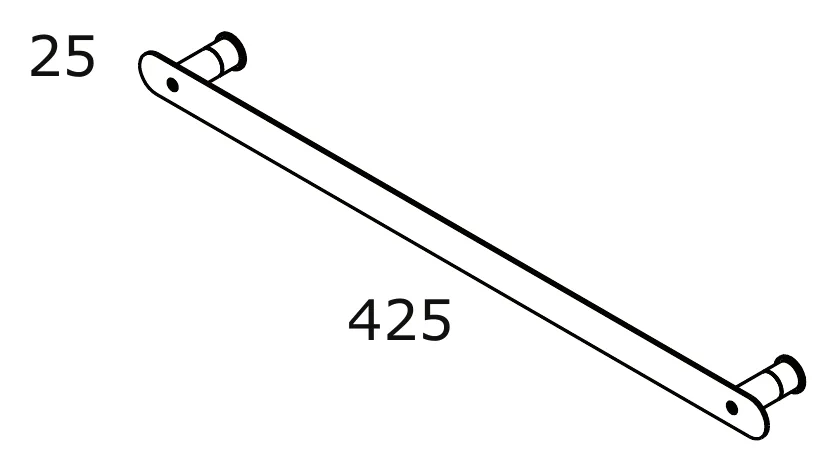 Wall Mounted Towel Rail, 425 mm technical drawing with dimensions