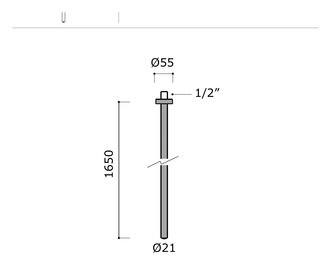 Ceiling Mounted Basin Spout technical drawing with dimensions