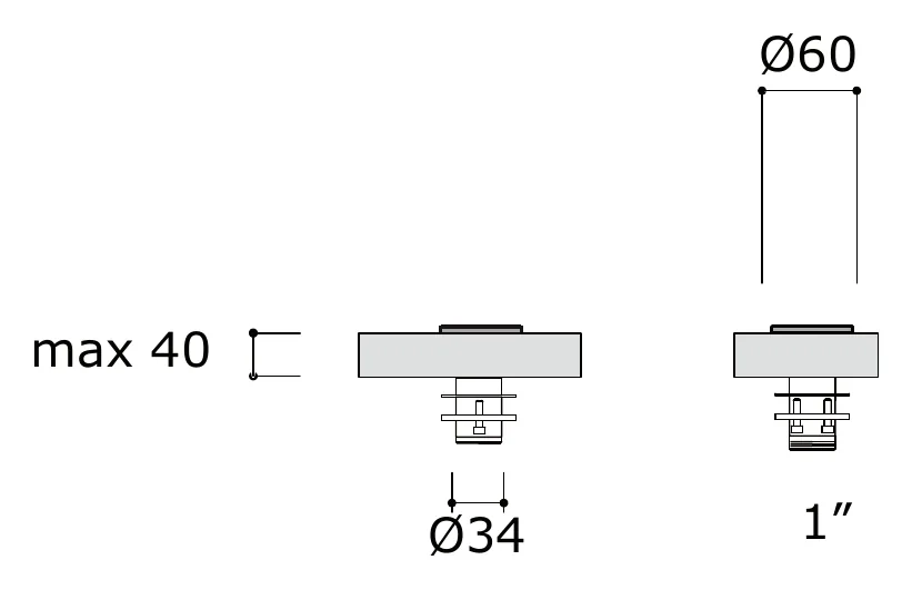 Deck Mounted Hand Shower Support technical drawing with dimensions