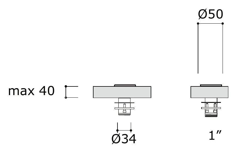 Deck Mounted Hand Shower Holder technical drawing with dimensions