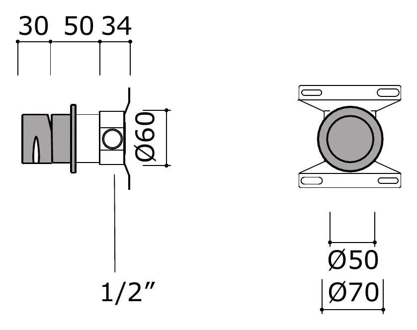 Wall Mounted Basin Mixer technical drawing with dimensions
