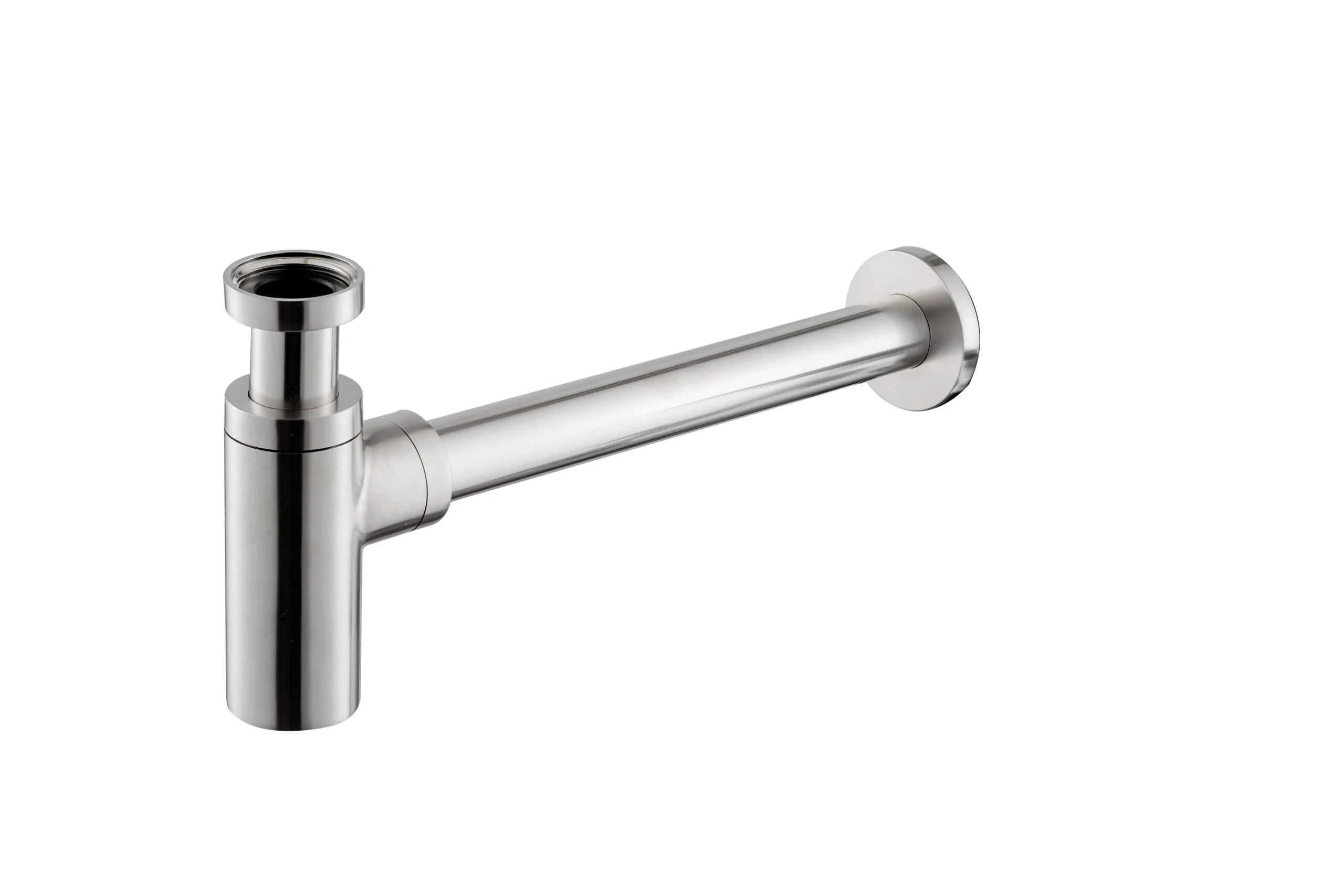Exposed washbasin siphon in stainless steel