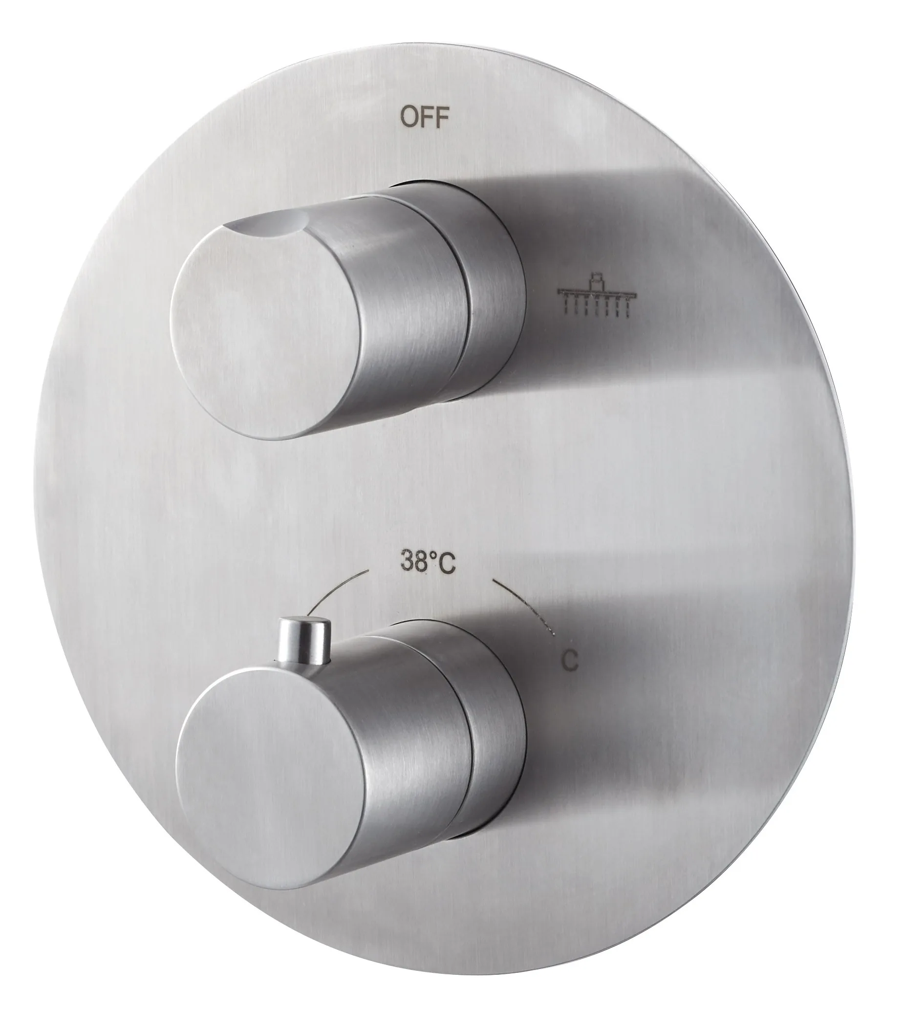 Thermostatic shower mixer in stainless steel