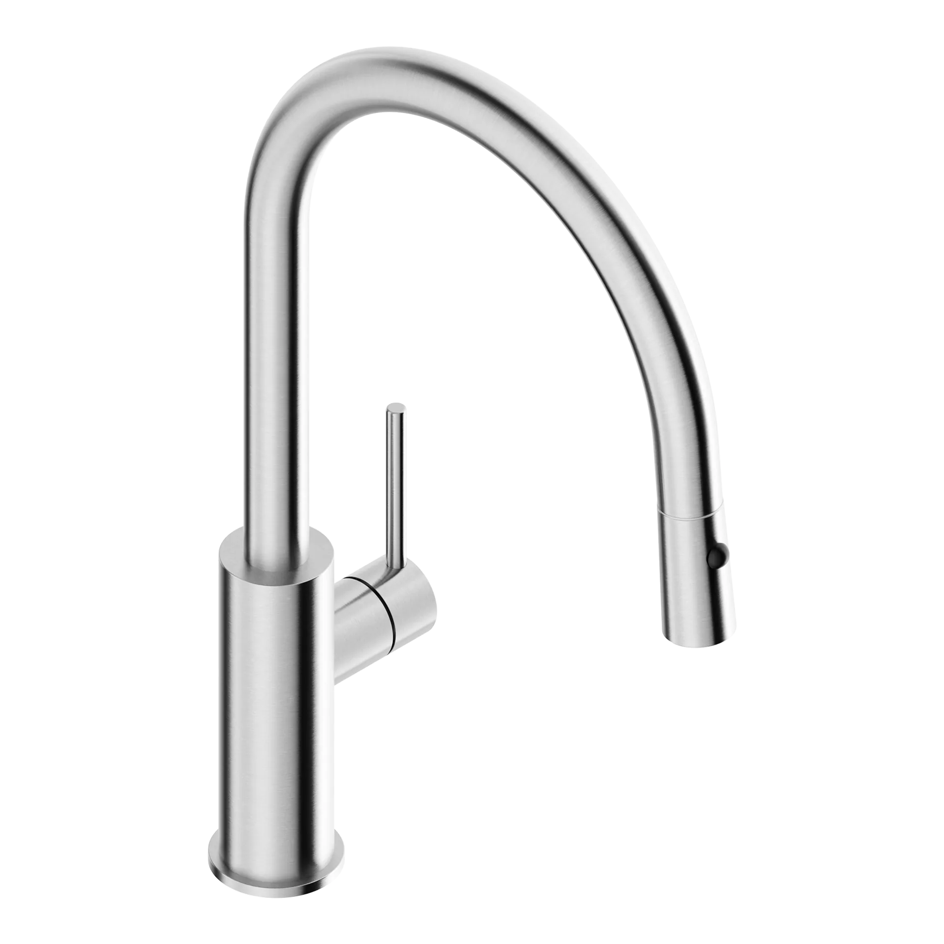 Kitchen mixer tap with round spout in 316L stainless steel