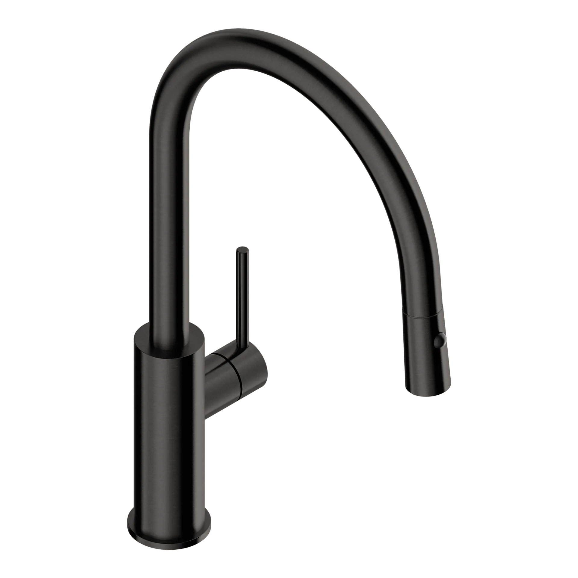 Kitchen mixer tap with round spout in 316L stainless steel