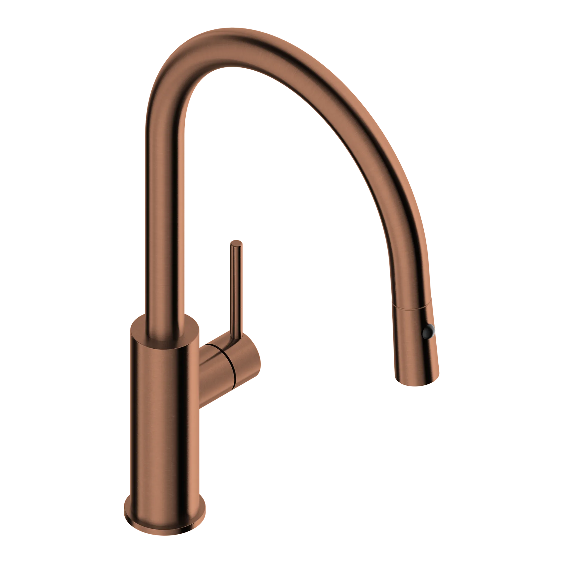 Kitchen mixer tap with round spout in 316L stainless steel