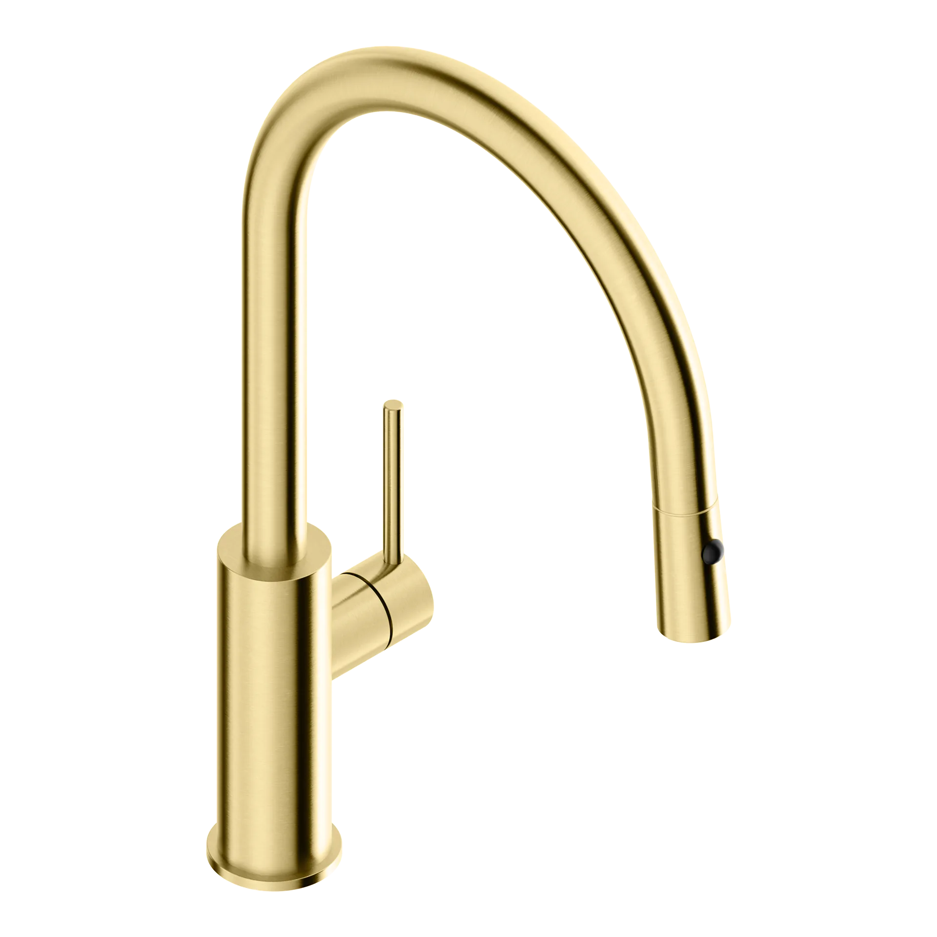 Kitchen mixer tap with round spout in 316L stainless steel