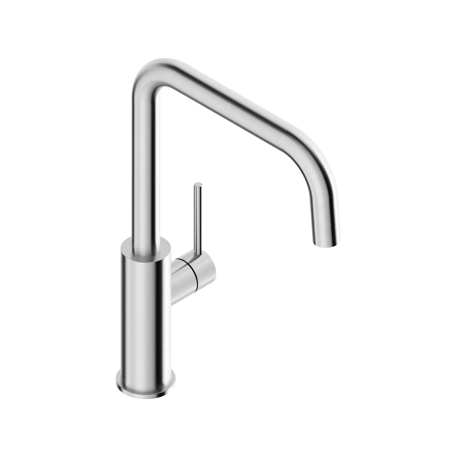 Bridge-spout kitchen mixer tap in 316L stainless steel