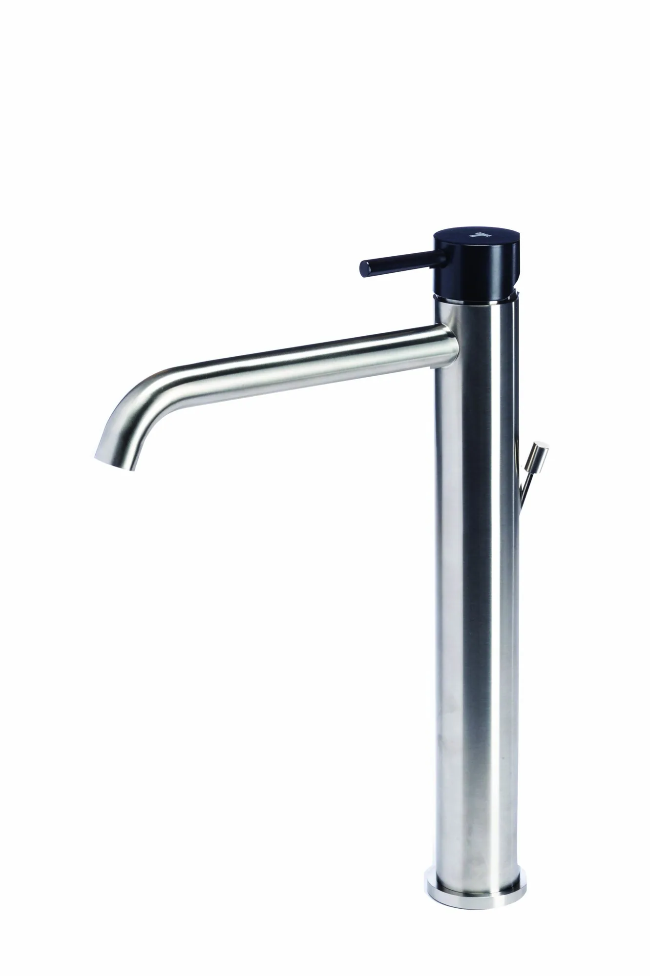 Tall basin mixer tap with waste and coloured handle