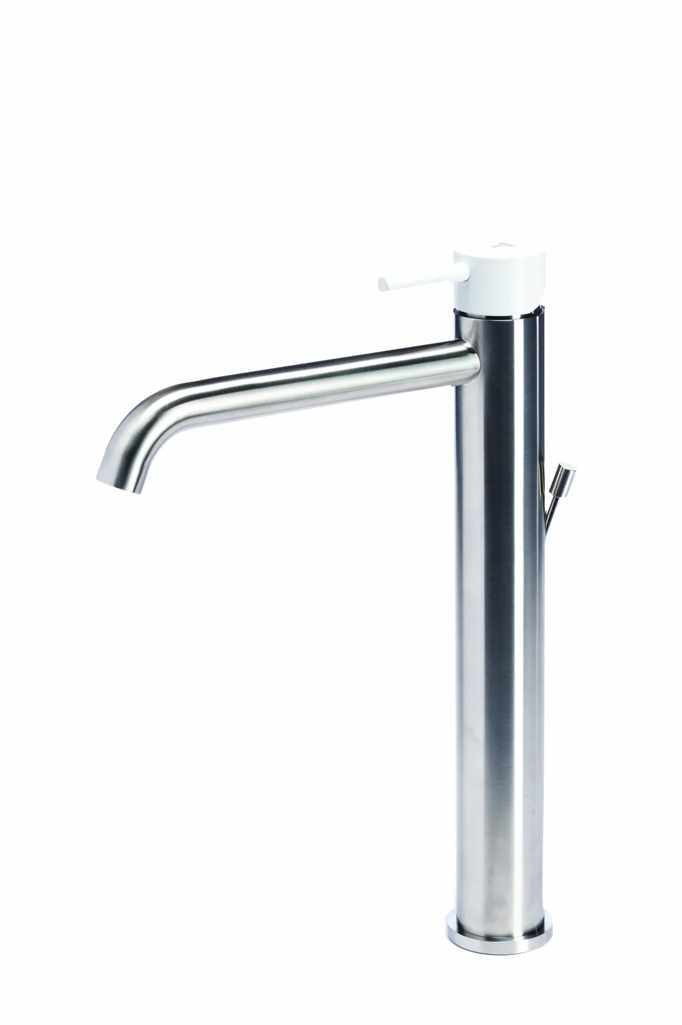 Tall basin mixer tap with waste and coloured handle