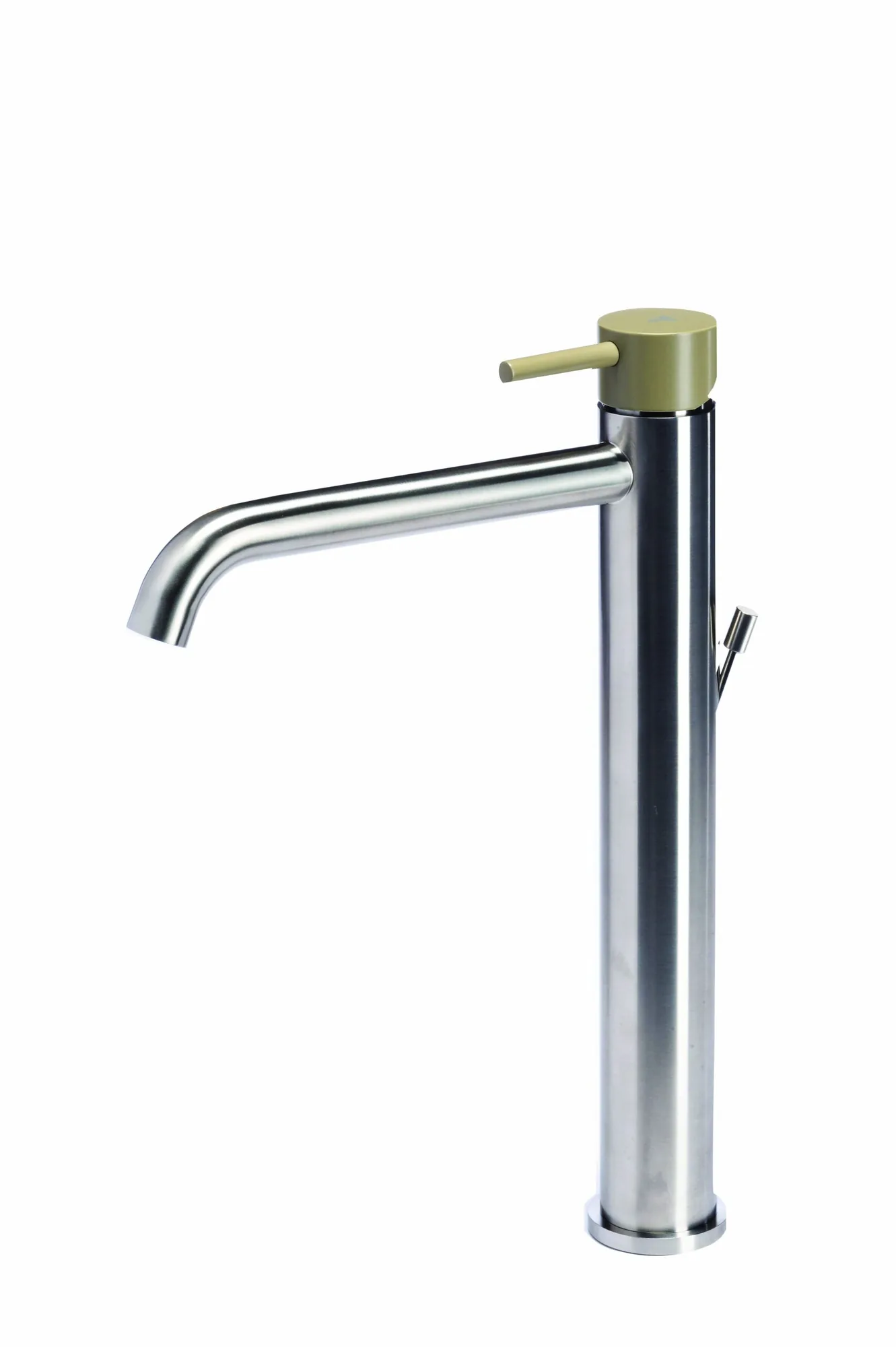 Tall basin mixer tap with waste and coloured handle
