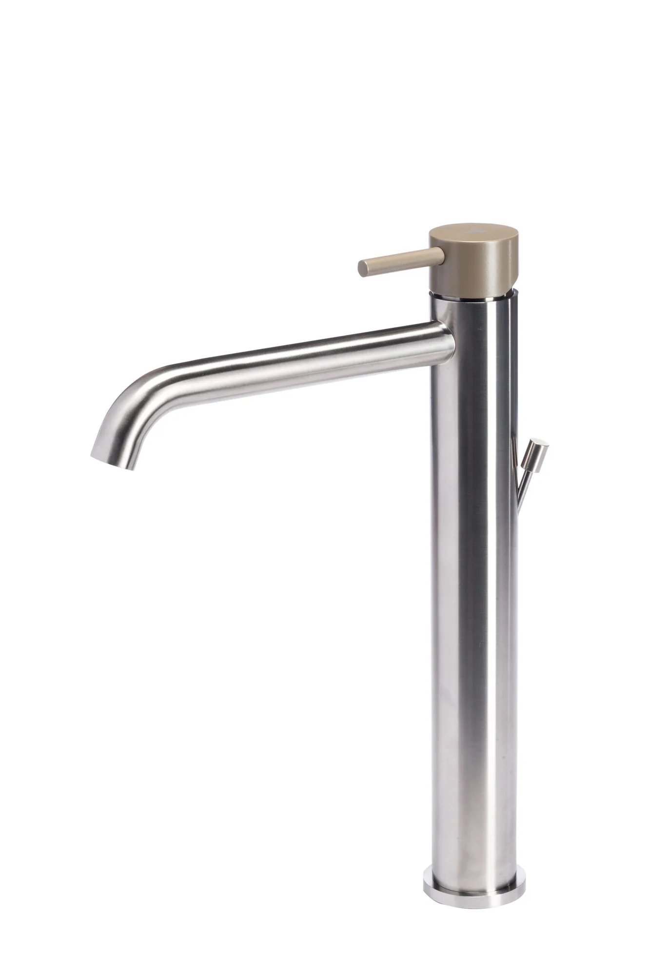 Tall basin mixer tap with waste and coloured handle