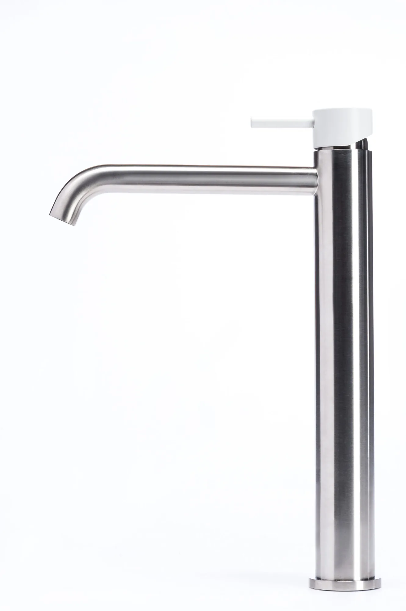 Tall basin mixer tap without waste, with coloured handle