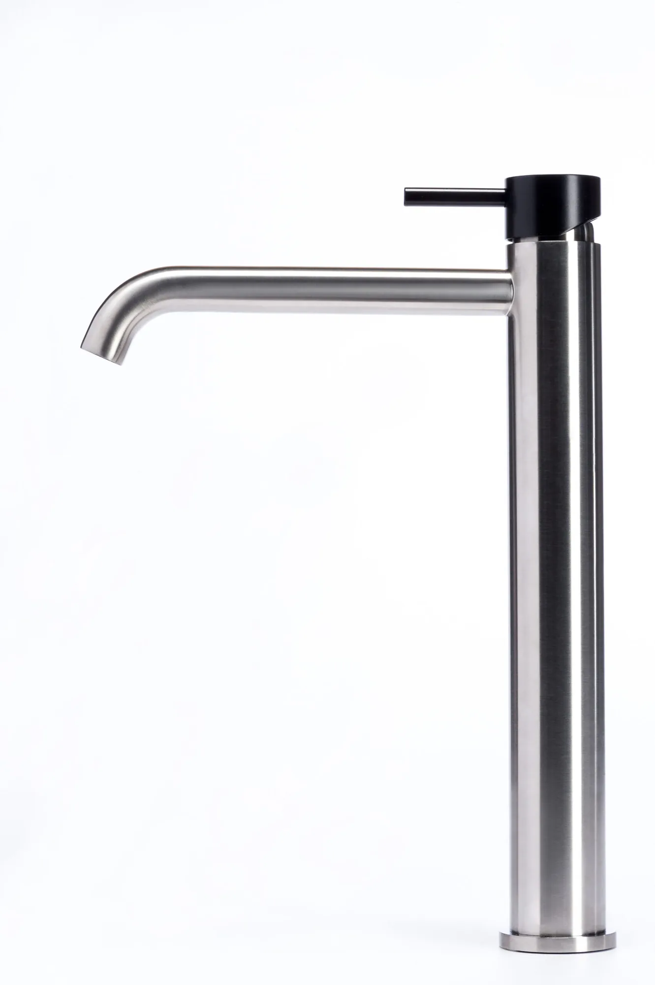 Tall basin mixer tap without waste, with coloured handle