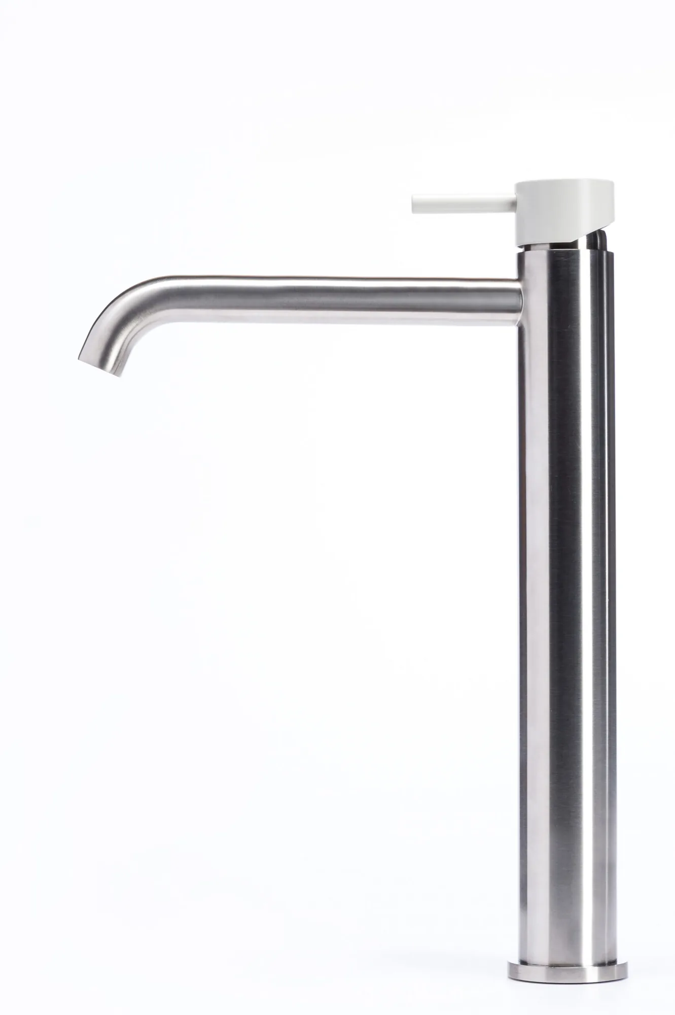 Tall basin mixer tap without waste, with coloured handle