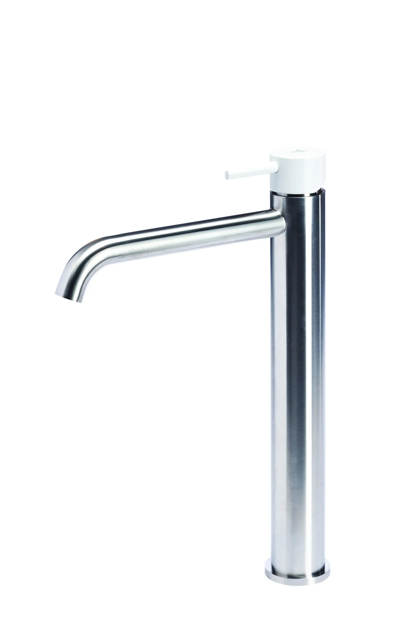 Tall basin mixer tap without waste, with coloured handle