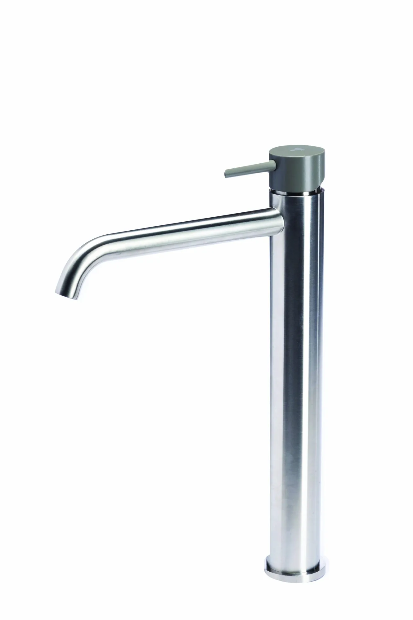 Tall basin mixer tap without waste, with coloured handle