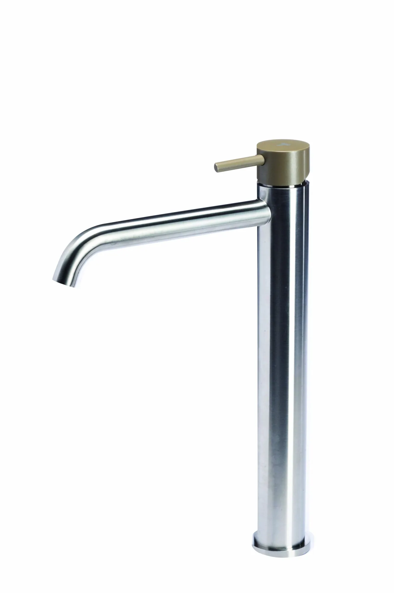 Tall basin mixer tap without waste, with coloured handle