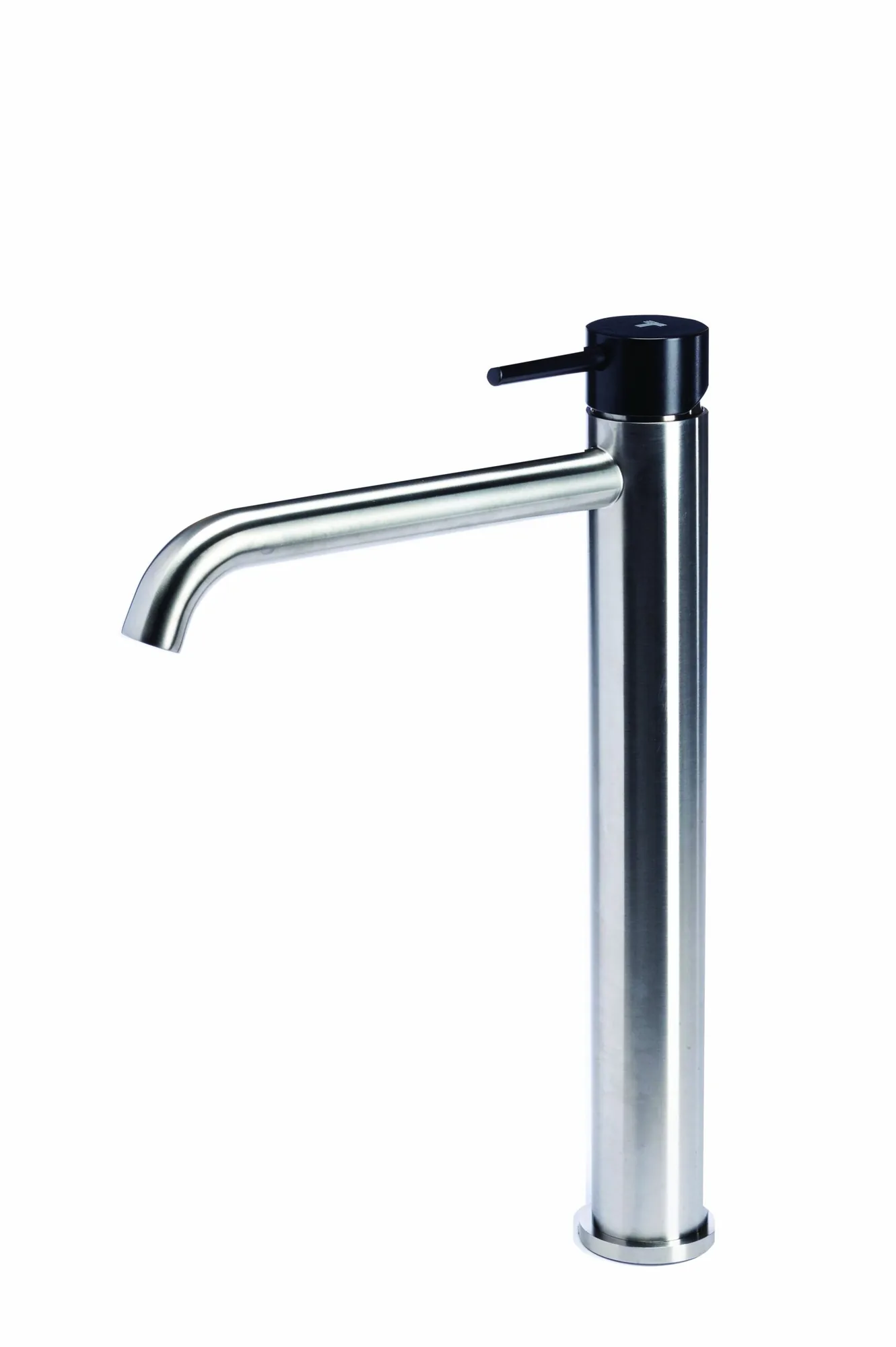 Tall basin mixer tap without waste, with coloured handle