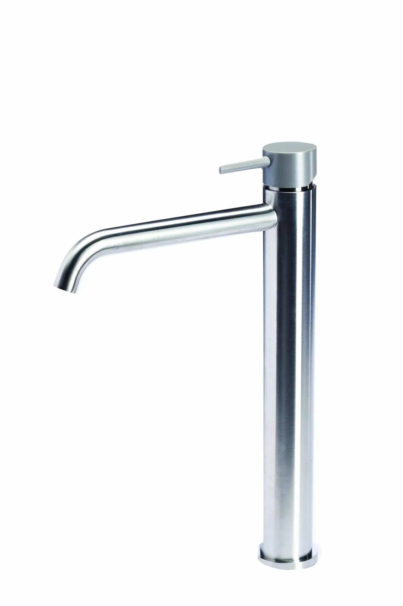 Tall basin mixer tap without waste, with coloured handle