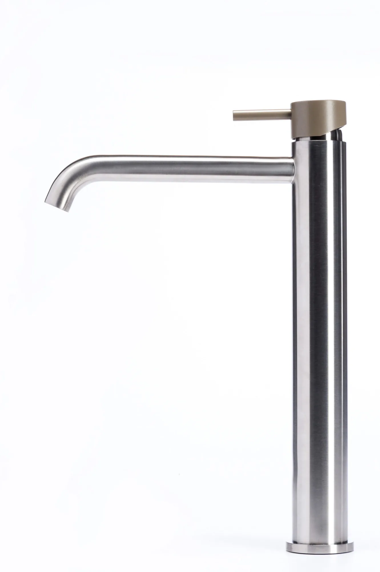 Tall basin mixer tap without waste, with coloured handle