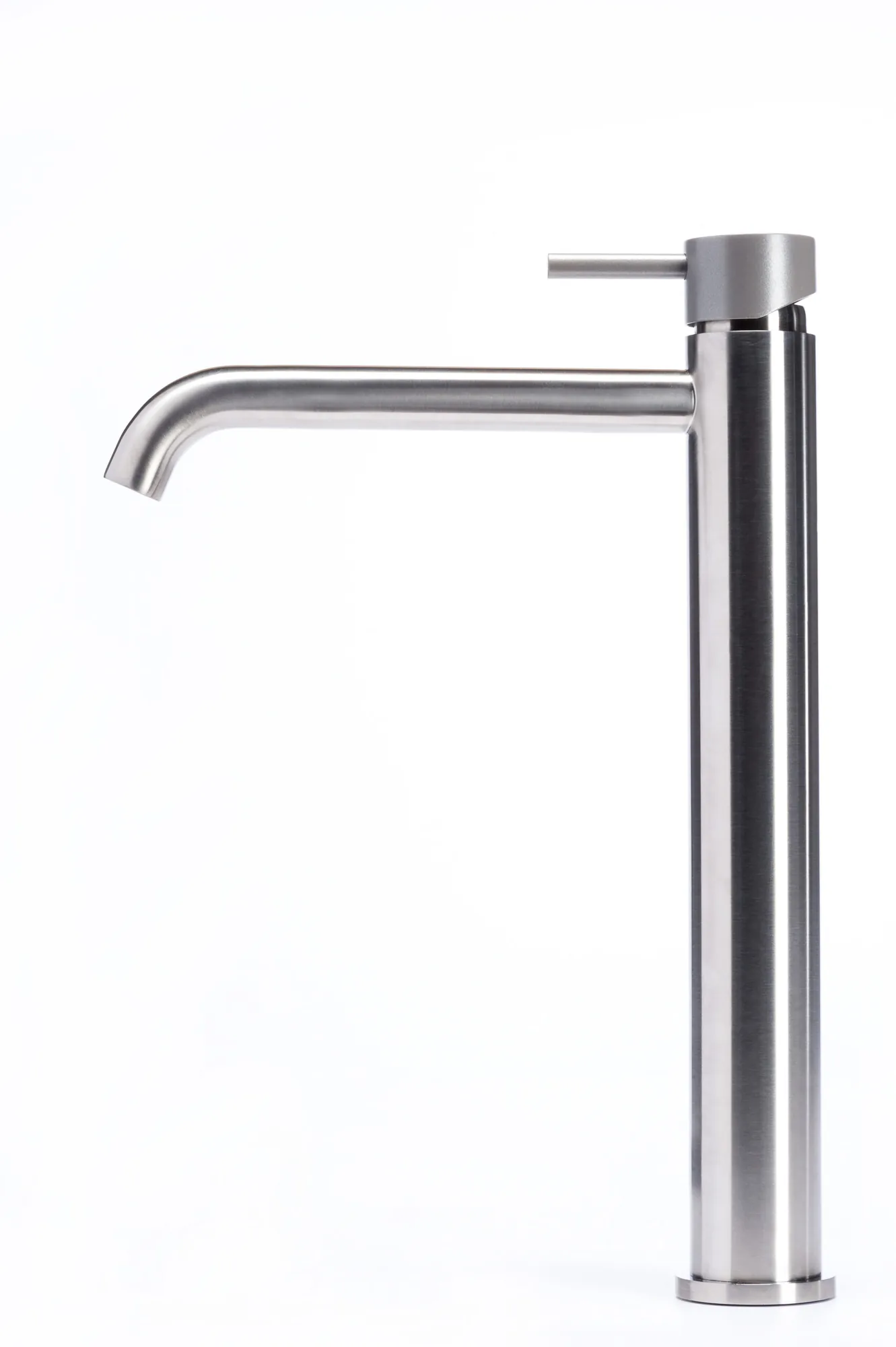 Tall basin mixer tap without waste, with coloured handle