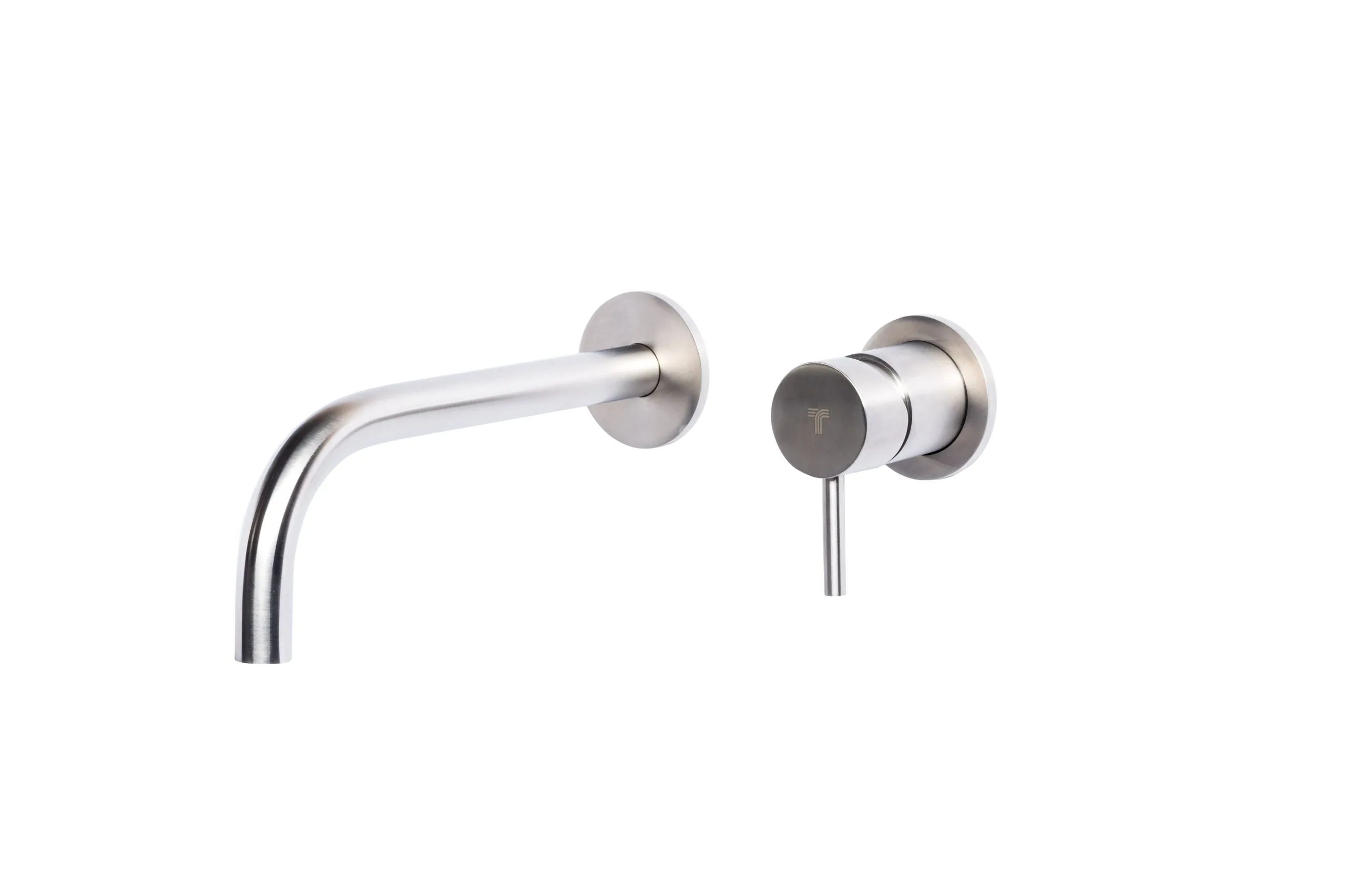 Built-in mixer set for washbasin in satin stainless steel
