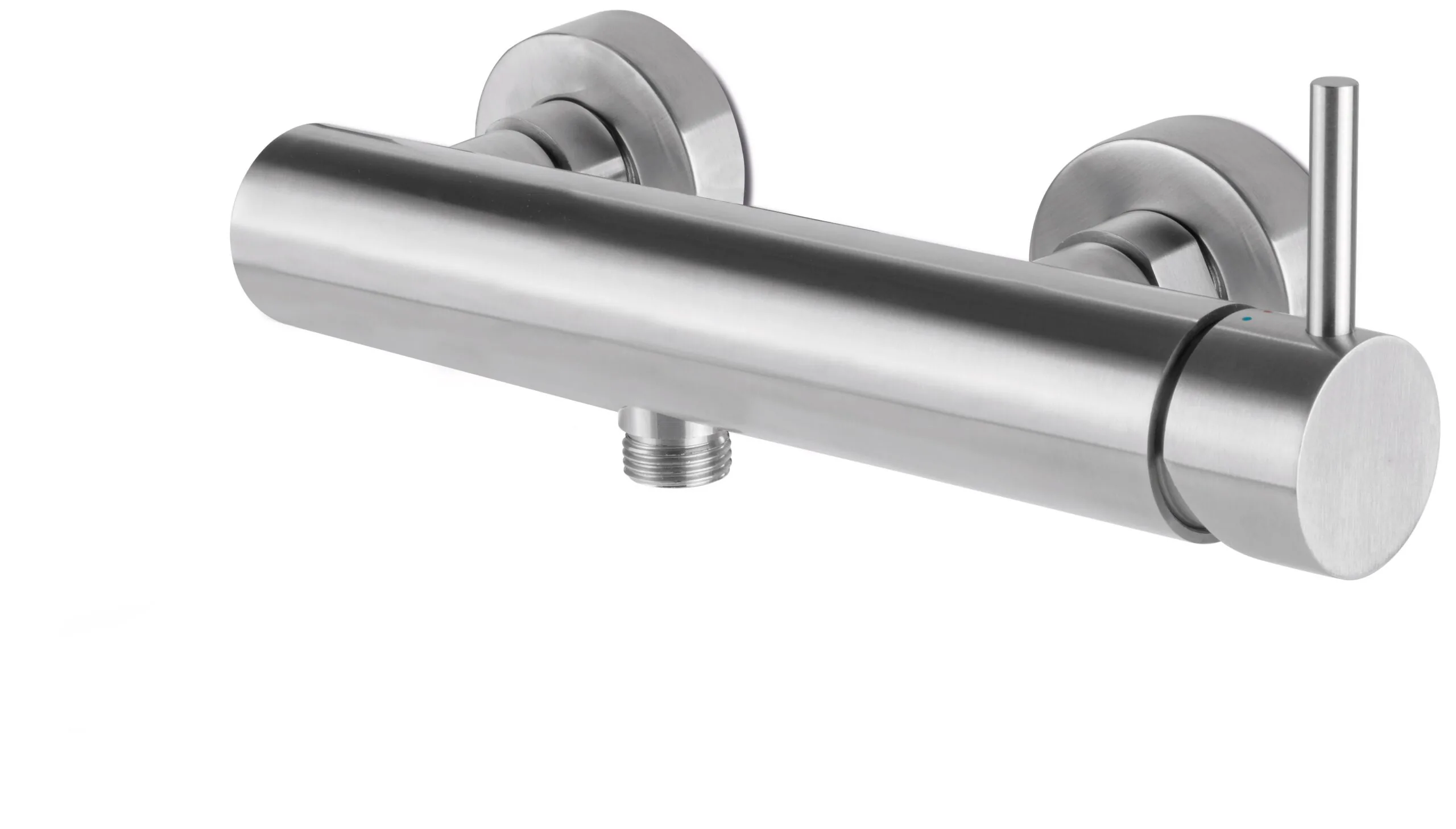 Single lever shower mixer for exposed fitting in 316L stainless steel