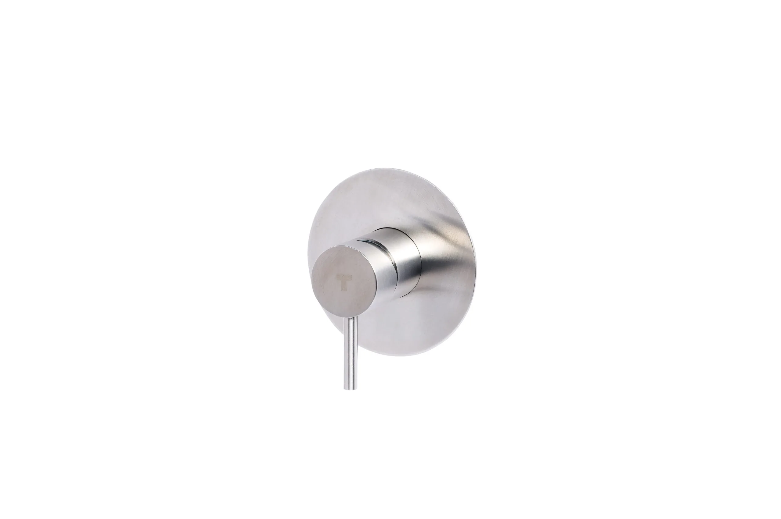 Built-in shower mixer in satin stainless steel