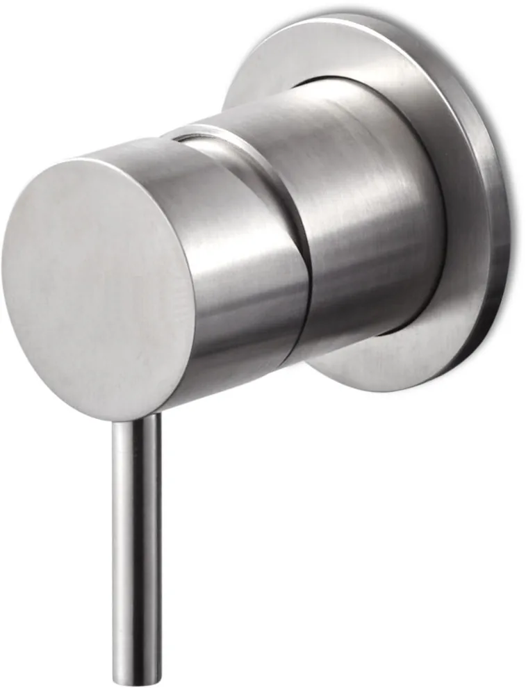 Concealed designer shower mixer in brushed stainless steel