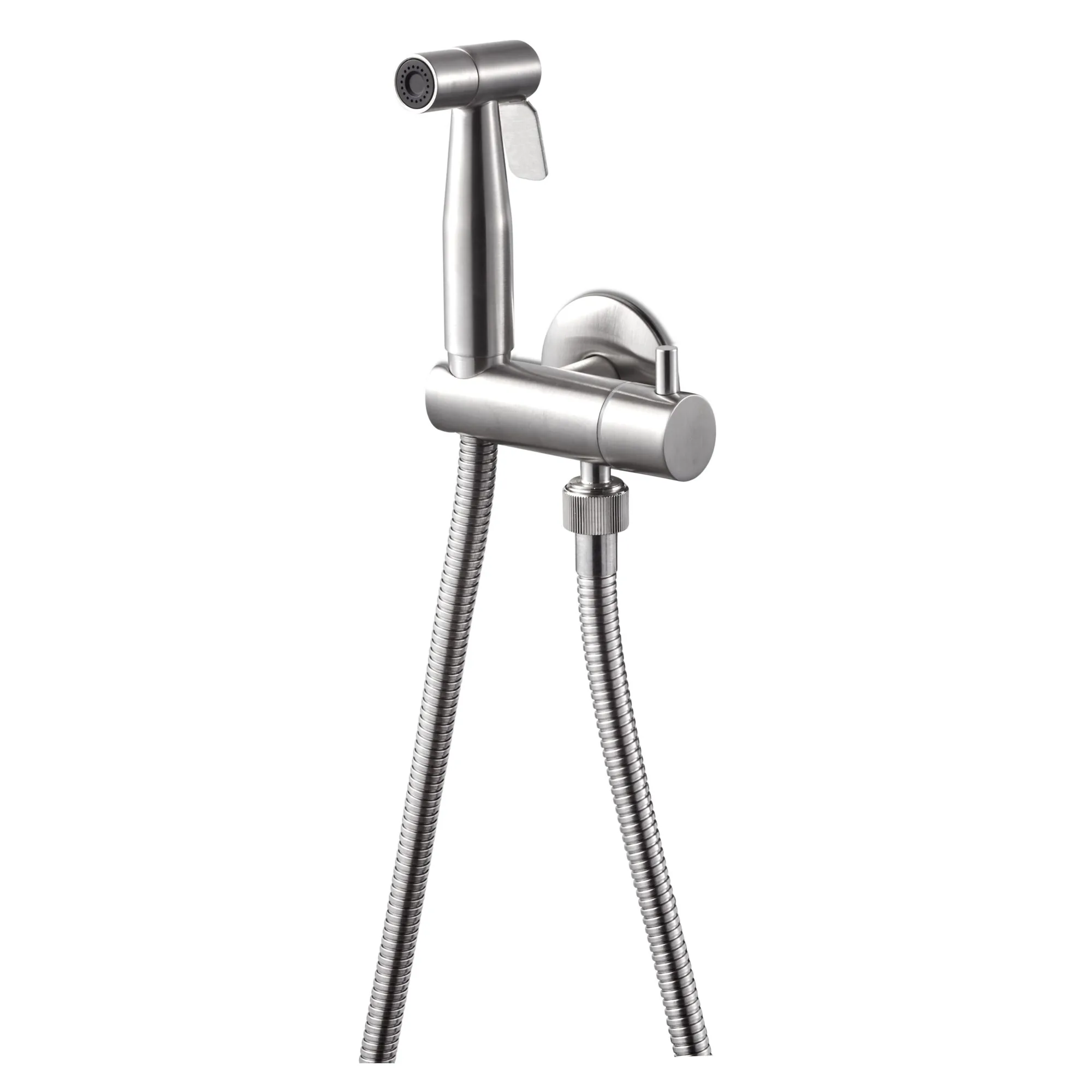 WC handset kit in brushed stainless steel